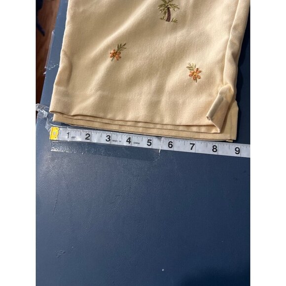 Linen Blend Cropped Pants Tropical Embroidery Siz 10 Elastic Alfred Dunner - Picture 5 of 11